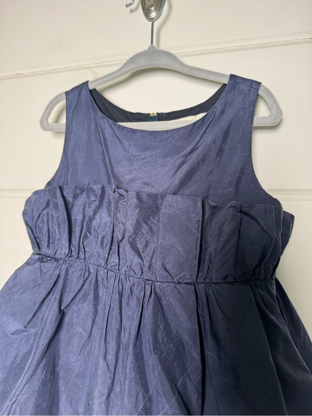 Crewcuts J.Crew Girls Silk Bubble Dress Size 4 Navy Blue Party Dress
